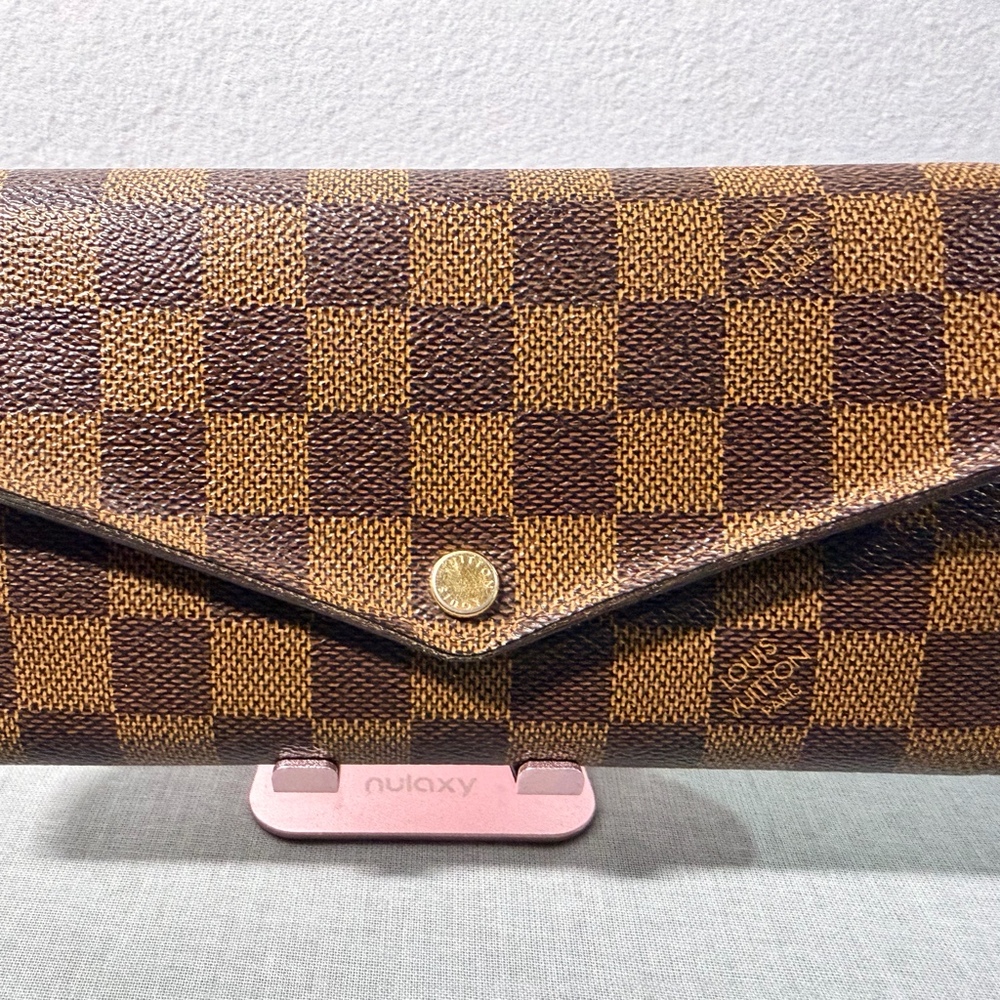 Louis Vuitton Sarah Wallet Damier Ebene Canvas Long Bifold Snap Wallet